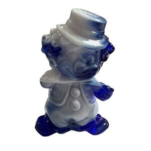 VTG Mosser The Music Fiddler HOBBY Blue Slag Glass Clown Figurine 3.75" Tall